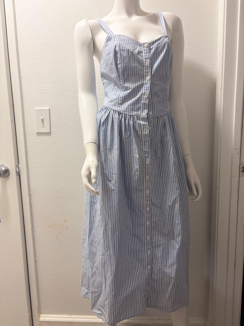 Levi's Blue and White Striped Button-Front Sundress